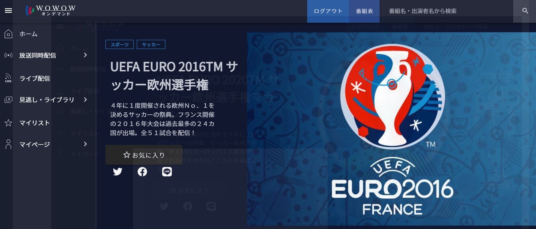 UEFAユーロ2016サッカー欧州選手権見逃し配信