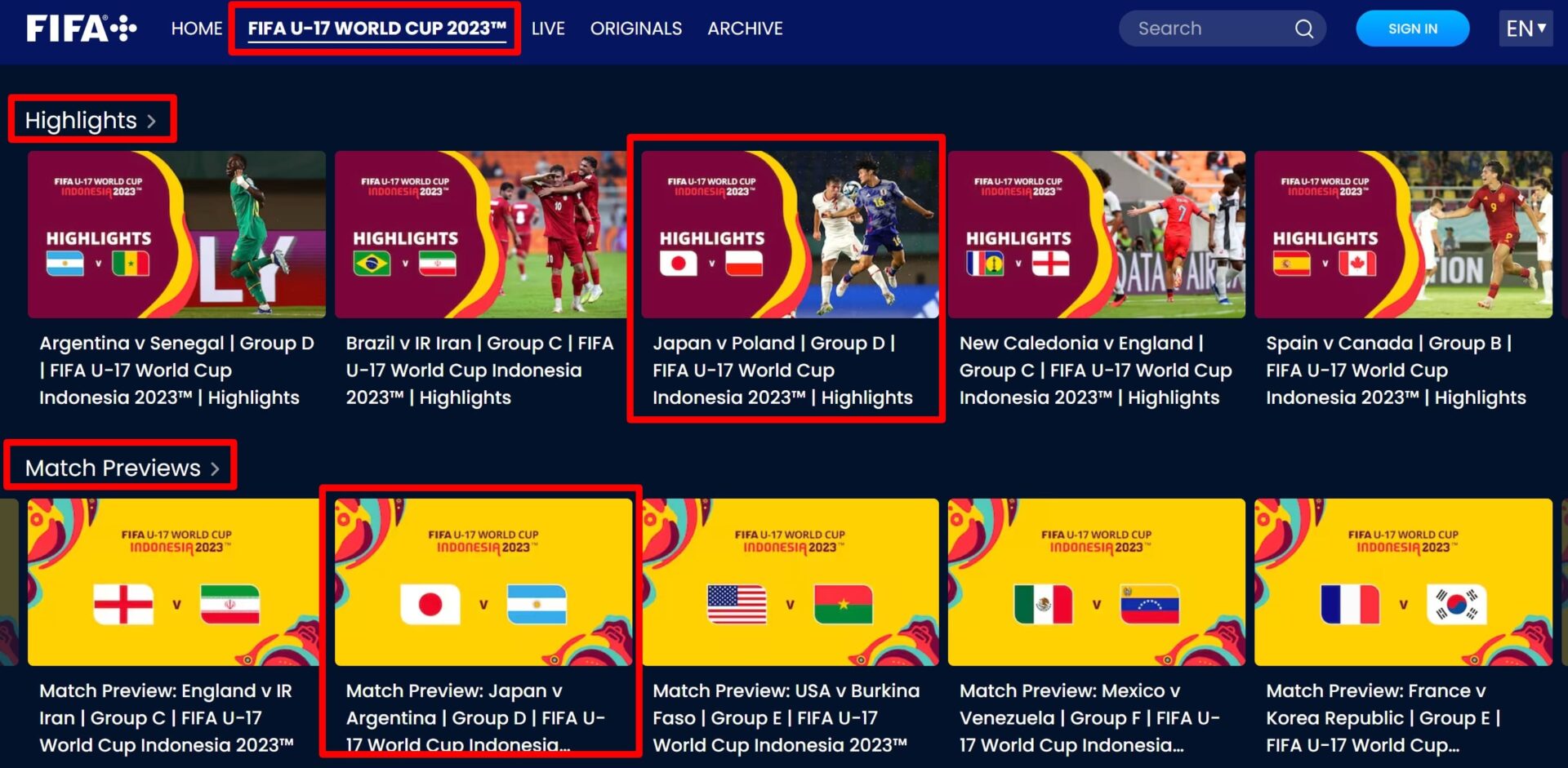 U-17ワールドカップ2023＿FIFAプラスで、マッチプレビューとハイライト動画の配信あり (2)